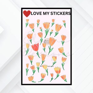 Autocollant tulipes, autocollant tulipe, autocollant tulipe de printemps, autocollants de fleurs, mini ensemble d’autocollants floraux, autocollant floral, autocollants tulipes EED-NATURE-42