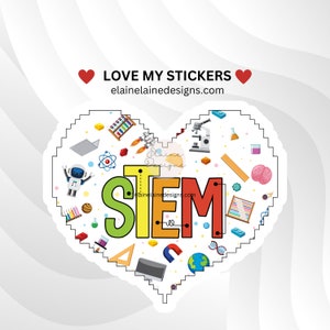 Pegatina de tallo, niñas en tallo, mujeres en tallo, corazón de tallo, ciencia, tecnología, ingeniería, matemáticas, pegatina, pegatina de tallo femenino, tallo EED-STEM-8