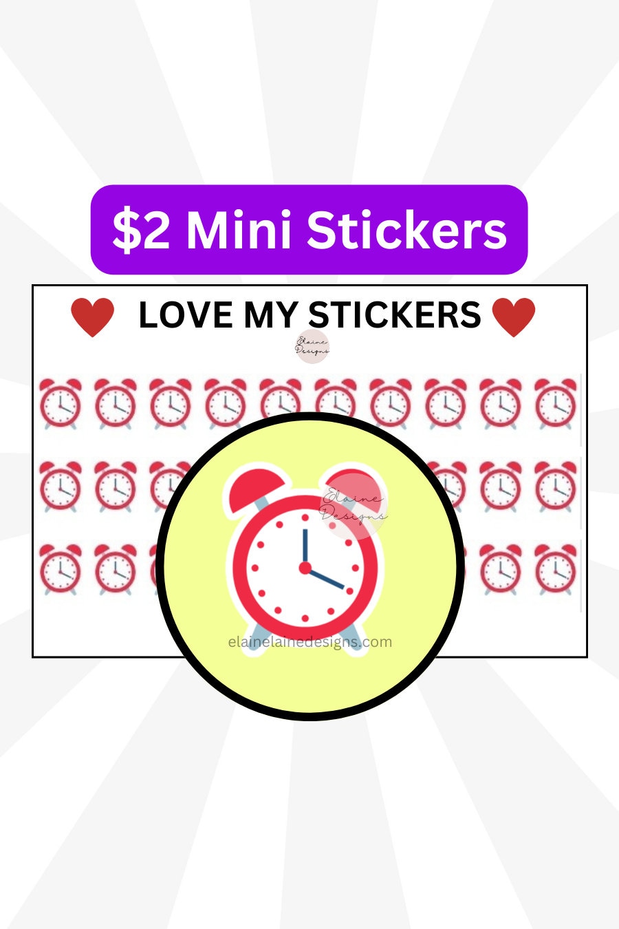 Mini Sticker Clock Clock Icon Stickers, Alarm Clock Stickers, Clock Planner Stickers, Time ...