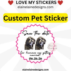 Pet stickers, dog stickers, custom pet stickers, dog wedding, bachelorette party favours, custom party favors, pet wedding stickers, Set 10