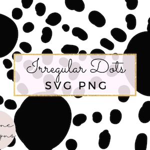 May include: Black and white irregular dots pattern, seamless repeat.  Digital download, SVG and PNG files.  Irregular Dots.
