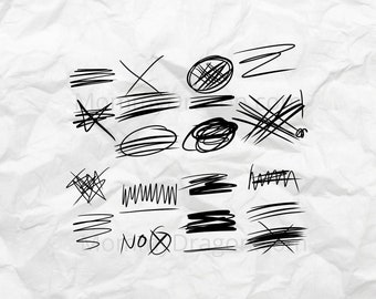 Hand Drawn Underlines Handdrawn Cross out line Mark Out Lines Wrong Scratch Out Black Out Scribbles clipart Download SVG PNG JPG Set 68