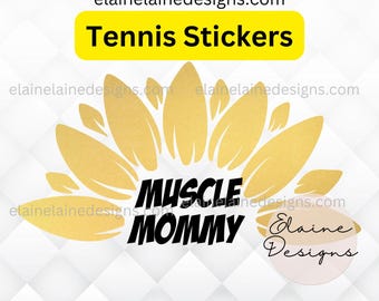 Muscle Mommy Vinyl Decal Sticker – Half Sunflower Design in Gold, Gym & Fitness Car Laptop Sticker, CrossFit Athlete Gift, EED-Sports-335