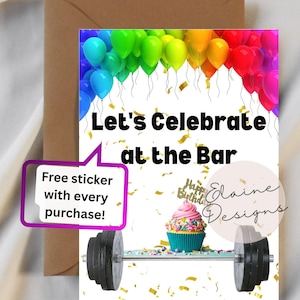 Celebrate at the Bar Birthday Card | Gym Card | Barbell Lift | Crossfit Cards | Happy Birthday | Hyrox cards | Barbell cards | EED-CARDS-31