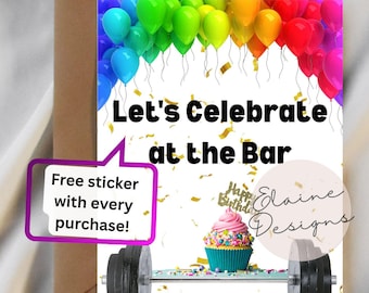 Celebrate at the Bar Birthday Card | Gym Card | Barbell Lift | Crossfit Cards | Happy Birthday | Hyrox cards | Barbell cards | EED-CARDS-31