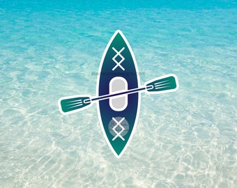 Kayak Sticker Kayaking Stickers Travel Sticker Kayak Sunset nature scenery Blue Green Kayak Set 15