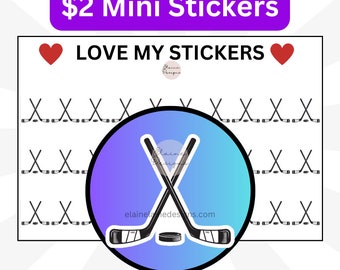 Adesivi per agenda da hockey / Icone per agenda da hockey con bastoni e dischi / Mini adesivi da hockey / Tracker per gli allenamenti di hockey / Agenda sportiva, EED109