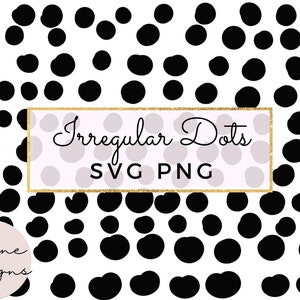 Peut inclure: Motif sans couture noir et blanc avec des points irréguliers. Le motif s'appelle "Irregular Dots SVG PNG".