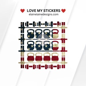 Crossfit Sticker, Barbell sticker, America barbell sticker, usa flag barbell, powerlifting sticker, weightlifting, kettlebells EED-FIT-226