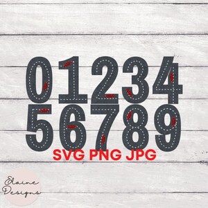 May include: A set of ten gray numbers with white stitching, each number has a road design with red cars driving on the road. The numbers are 0 through 9. The text "SVG PNG JPG" is below the numbers.