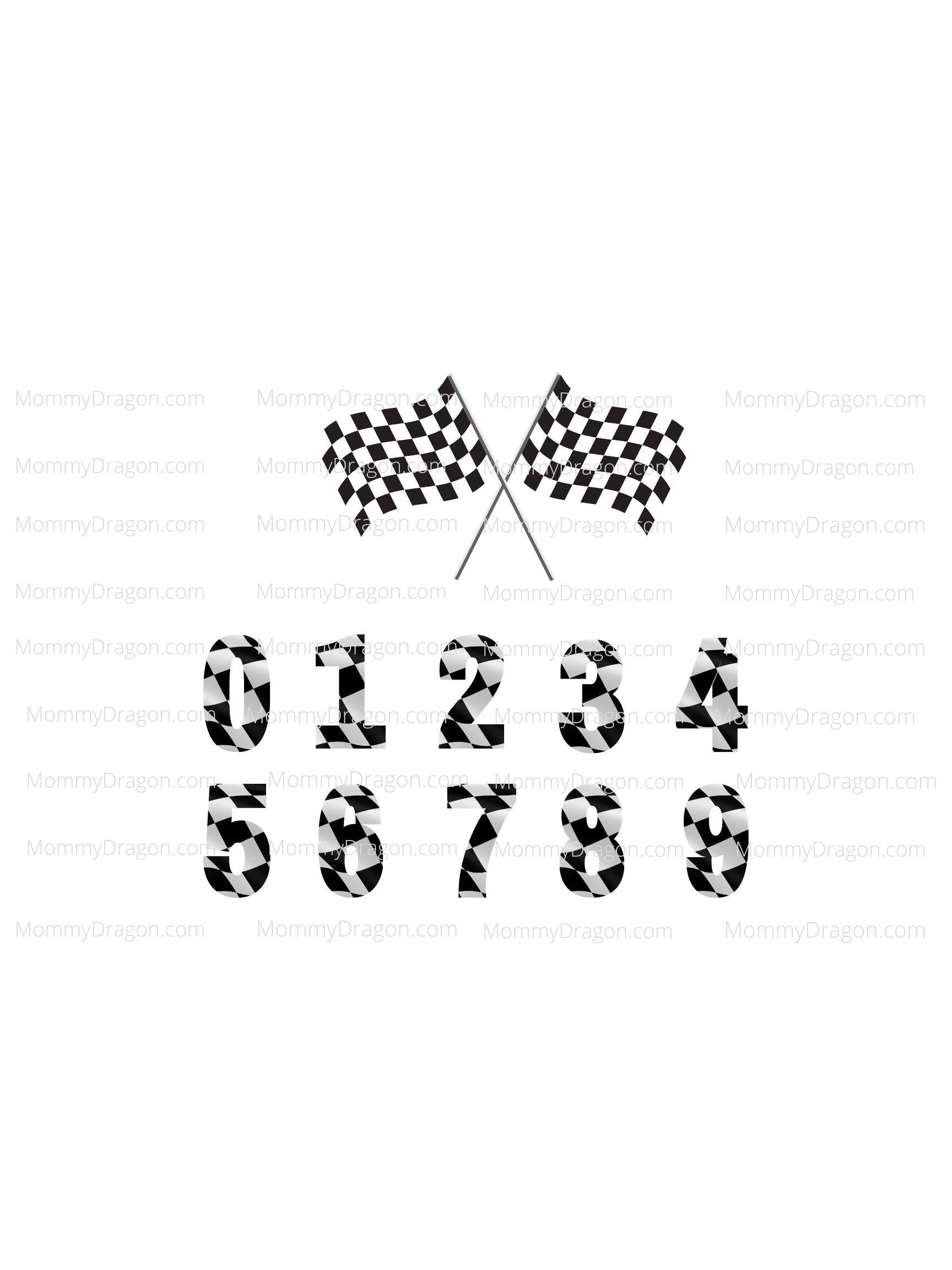 Checkered Flag Numbers Bundle 1 Racecar Numbers Formula One | Etsy