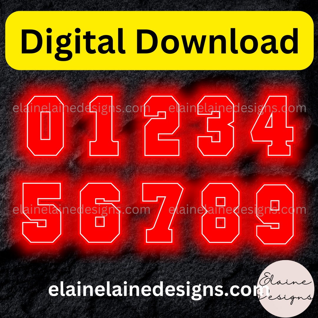 Neon Numbers PNG, Printable Numbers, Neon Numbers, Fluorescent Numbers ...