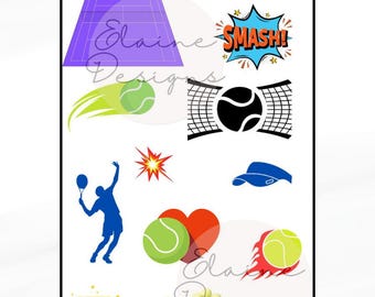 Tennis Aufkleber, Tennisball Aufkleber, Tennis Planer Aufkleber, Tennis Sticker, Tennisball, Tennisschläger, Tennis, Journal, EED-sp1