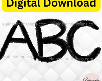Crayon Letter Clipart A B C | Hand Drawn Alphabet Letters PNG | Digital Download ABC Clip Art for Kids, Teachers & Crafts | Set 23