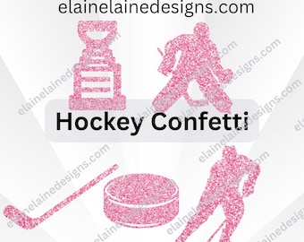 Hockey Confetti Glitter Cardstock – Hockey Stick Puck Player Goalie Trophy, Sports Party Table Scatter Decor, EED-C-79