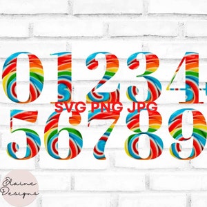 Candy numbers, rainbow number, sweet tooth number, sweet birthday number, candy number, happy birthday numbers png, number designs PNG 212