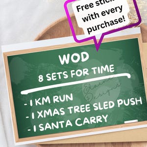 Hyrox-kerstkaart, Hyrox wod, Merry Christmas, Hyrox Christmas, slee duwen, kerstboom, kerstman, Hyrox-kaarten, EED-CARDS-2