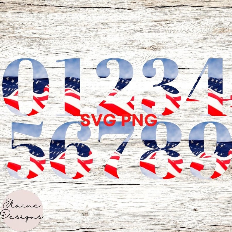 American Flag Numbers Patriotic USA numbers Red White Blue America numbers Flag Freedom Table Numbers 0-9 Clipart SVG PNG Set 270