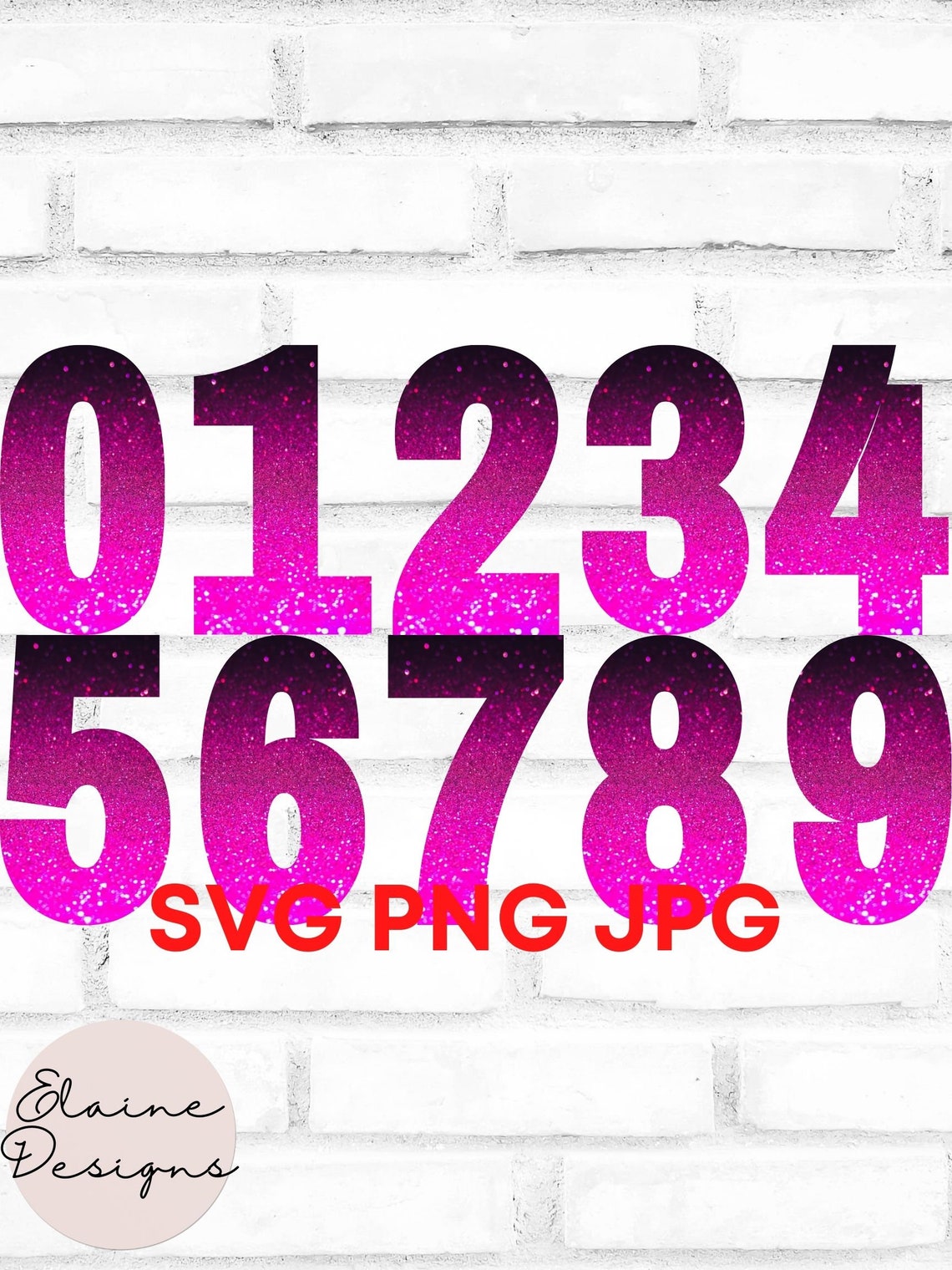 Hot Pink Sparkle Numbers Pink Glitter Numbers Wedding Table Numbers