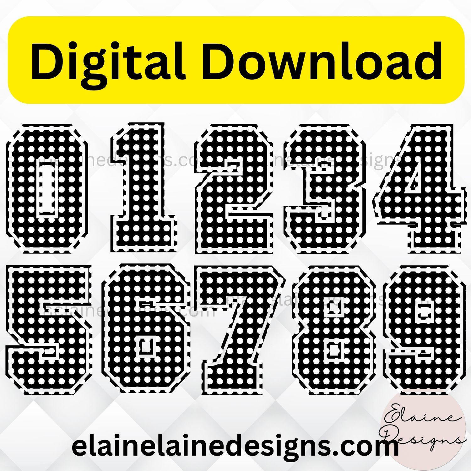 Polkadot Numbers, Polkadot Font, Dot Numbers, Number Clipart