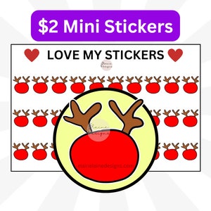 Kerst icoon stickers, Rudolph sticker, Kerst sticker, Feestelijke Vakantie Planner sticker, Vakantie, Rudolph Rode neus Rendier EED180