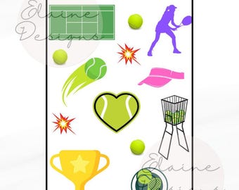 Tennis Aufkleber, Tennisball Aufkleber, Tennis Planer Aufkleber, Planner Sticker, Aufkleber, Tennisspielerin, Tennisball, Tennis, EED-sp2