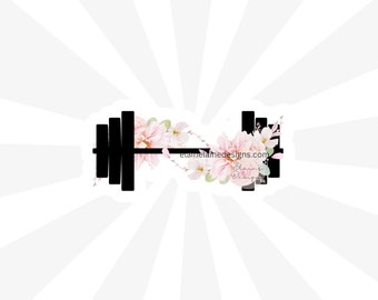 Crossfit Sticker, Girl workout sticker, flower lift sticker, weightlifting sticker, powerlifting sticker, fitness gym barbell sticker 53