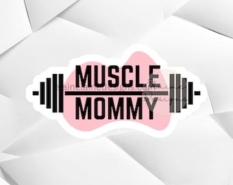 Crossfit Sticker, pink splash mommy sticker, Girl weightlifting sticker, pink muscle mommy, muscle mommy sticker, weightlifting mom 66