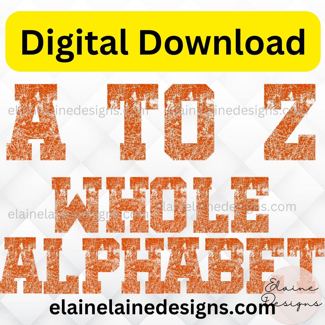 Orange Distressed Varsity Alphabet | A–Z Sports Letters Clipart ...