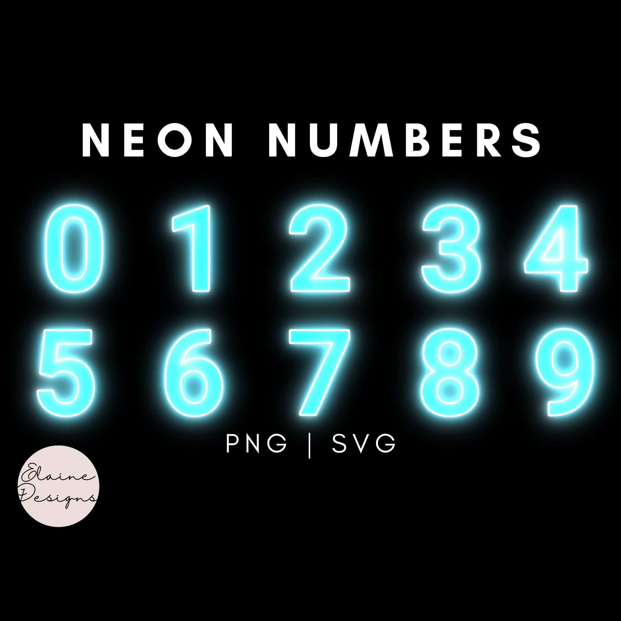 Neon Numbers Blue Glowing Numbers Rainbow Numbers Blue Neon Glow ...