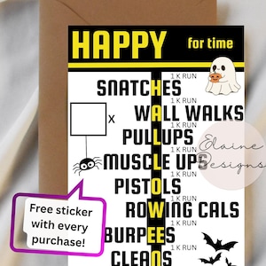 Hyrox Halloween Karten, Hyrox Karten, Happy Halloween, Schlitten Push, Crossfit Karten, Crossfit Workout, Hyrox Halloween, 1k Run, EED-CARDS-23