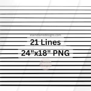 Puede incluir: Una descarga digital de 21 líneas negras sobre un fondo blanco. Las líneas están espaciadas uniformemente y crean un patrón a rayas. La imagen mide 61 cm por 46 cm y está en formato PNG.