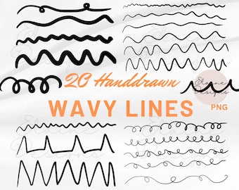 Wavy Lines Handdrawn Wavy Lines png Curly Lines Squiggly Lines Wavy line bundle Wave Line Pattern   ZigZag lines Clipart PNG Set 231