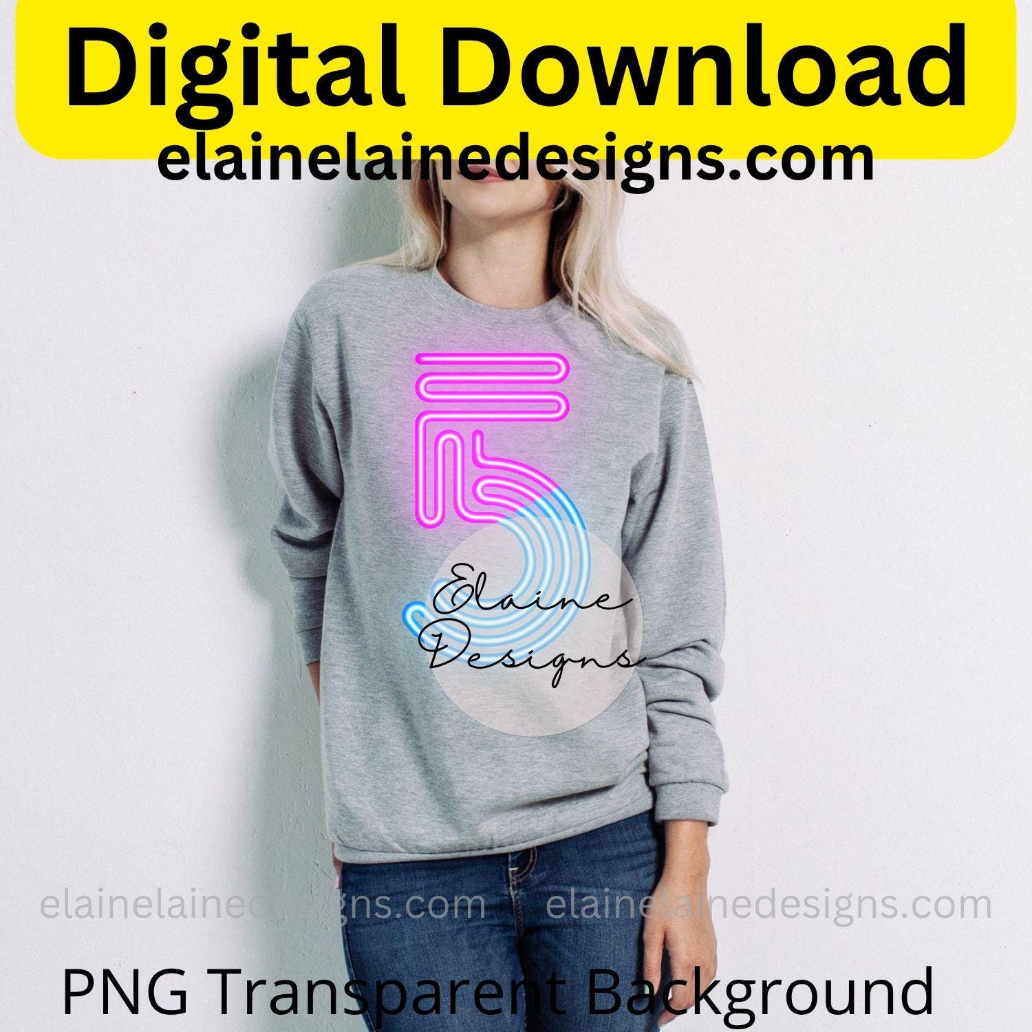 Neon Slanted Numbers 0–9 Clipart | Blue Pink Glow Numbers | Digital ...