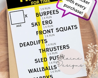 Hyrox birthday card, Happy Birthday, Hyrox happy birthday, Crossfit Birthday, Crossfit cards, 1k run, sled push, Hyrox cards, EED-CARDS-18