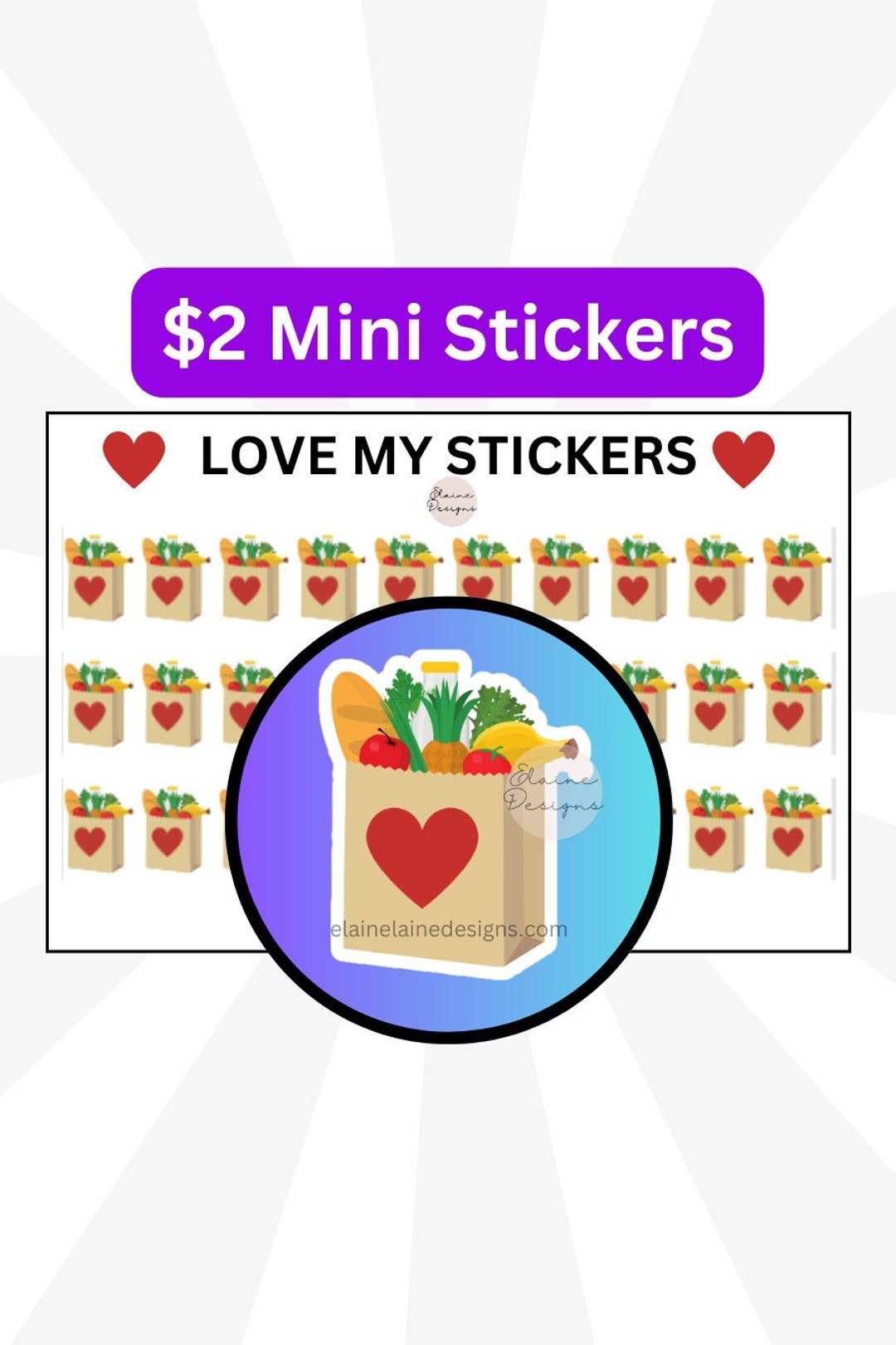 Grocery Planning Sticker, Grocery Sticker, Small Shopping Sticker ...