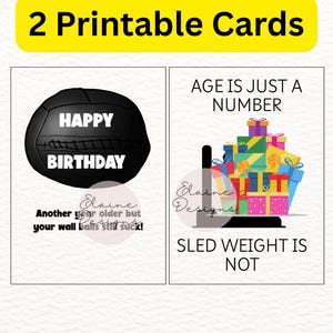 Hyrox cards, Crossfit cards, Happy Birthday cards, fitness birthday cards, wall ball, sled push, gym, workout, digital png pdf, EED-DC-10