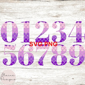 Purple Mermaid Numbers Purple Pink Silver Mermaid Scales Mermaid Birthday Numbers Wedding Table Numbers Birthday 0-9 Clipart SVG PNG Set 313