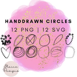 Circle frames svg Handdrawn Circles Round Irregular Shaped Dog Paw Prints Imperfect Scribble Irregular Dots Bubbles Shape SVG PNG Set 81