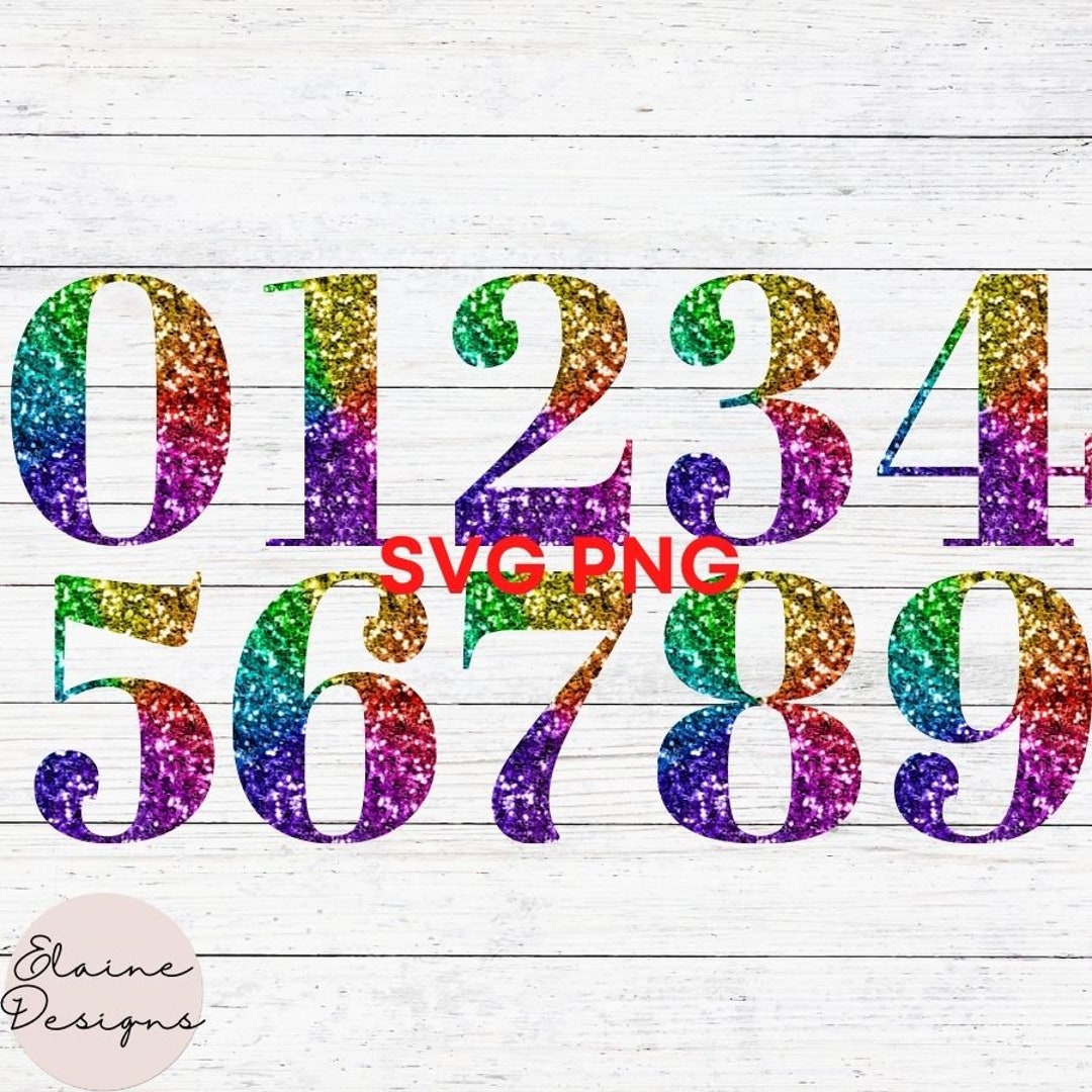 Rainbow Sparkle Numbers Rainbow Glitter Numbers Purple Blue Gold