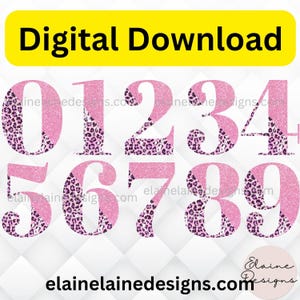 Cheetah Numbers, Pink Cheetah numbers, Leopard numbers, Glitter Cheetah numbers, Birthday Numbers, Number clipart, png, set 671