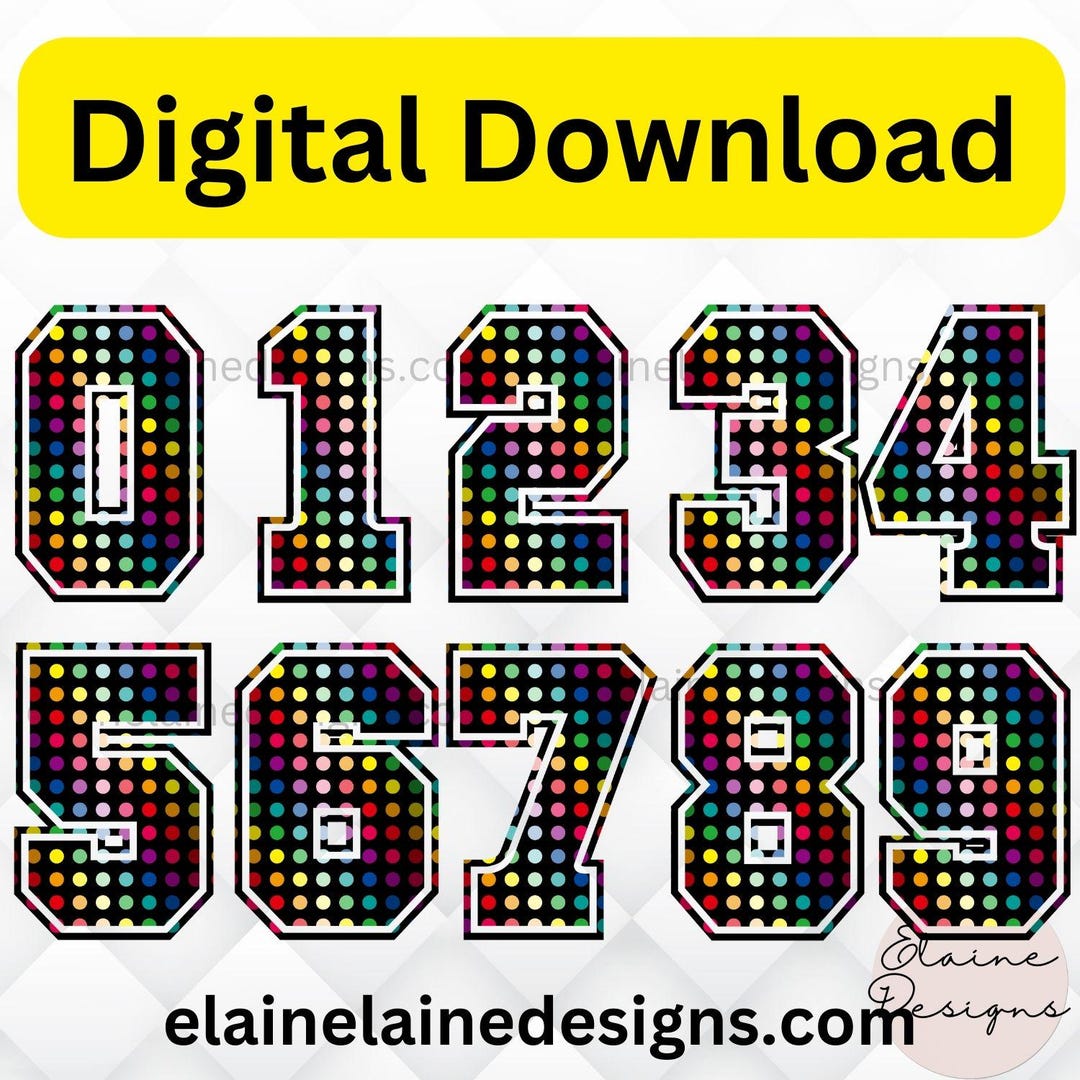 Polkadot Numbers, Polkadot Font, Dot Numbers, Number Clipart, Numbers ...