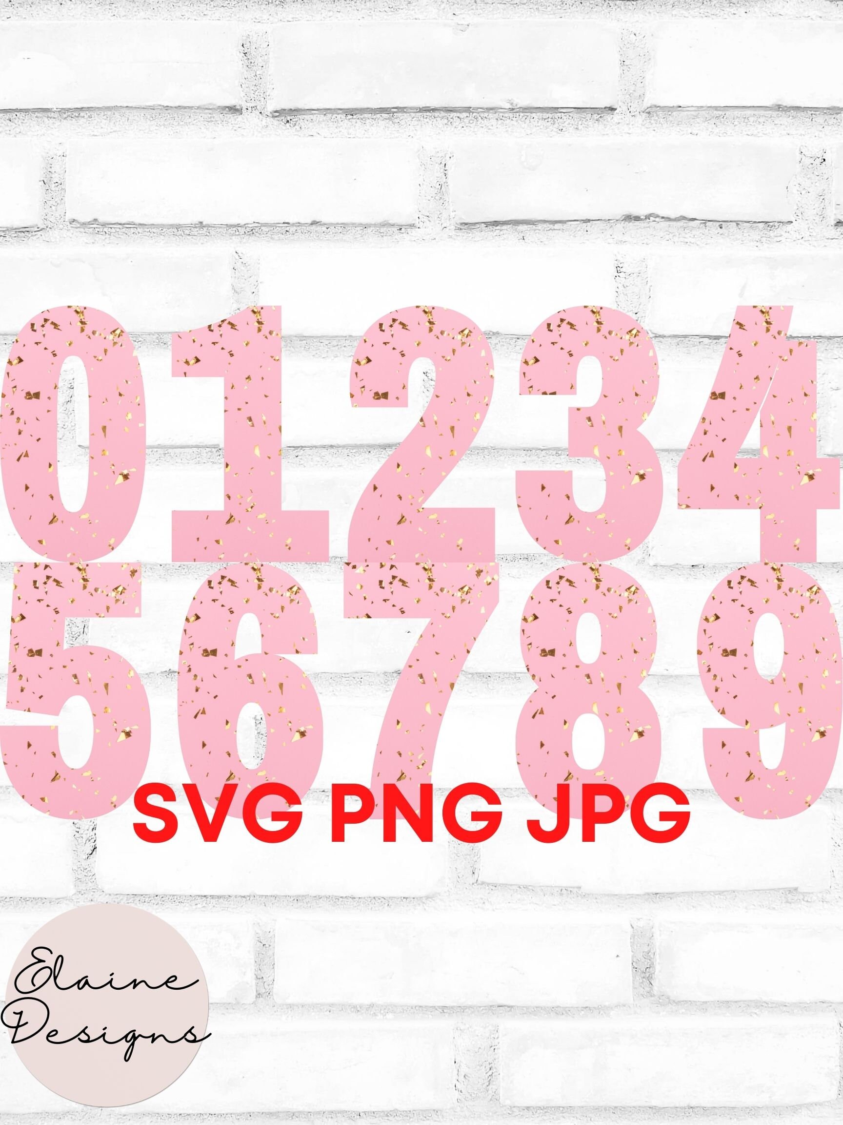 Pink Gold Sparkle Numbers Pink Gold Glitter Numbers Wedding Table Numbers Party Numbers Sparkly number 0-9 Clipart SVG PNG JPG Set 4