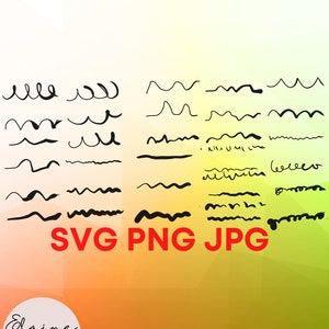 May include: A set of 20 black wavy lines, ideal for adding a decorative touch to your digital designs. The lines are in various styles and sizes, and the image includes the text "SVG PNG JPG".