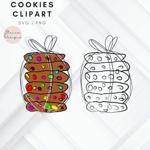 May include: A digital illustration of two stacks of cookies. One stack is brown with colorful sprinkles and the other is black and white. Both stacks are tied with a ribbon.