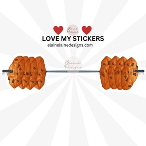 Barbell Sticker, Cookie barbell sticker, food barbell sticker, dessert, chocolate chip cookies, powerlift, lift, crossfit dumbbell 114
