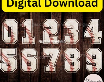 Baseball Numbers PNG & JPG | Varsity Baseball Number Clipart | Sports Jersey Numbers | Player Number Font | Digital Download, 594