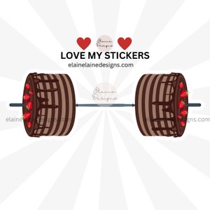 Barbell Sticker, Cake barbell sticker, food barbell sticker, dessert, chocolate cake, powerlift, lift, weightlift, crossfit dumbbell 116