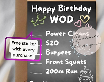 Crossfit Birthday card, Happy Birthday, Hyrox birthday, Crossfit cards, hyrox cards, Birthday WOD, Hyrox wod, crossfit, hyrox, EED-CARDS-35