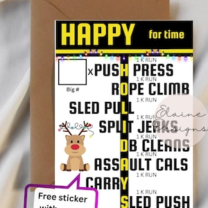Hyrox Weihnachtskarte, Happy Holidays, Merry Christmas, 1k Run, Crossfit Karten, Weihnachtskarte, Hyrox Karten, Schlitten schieben, Karten, EED-CARDS-21